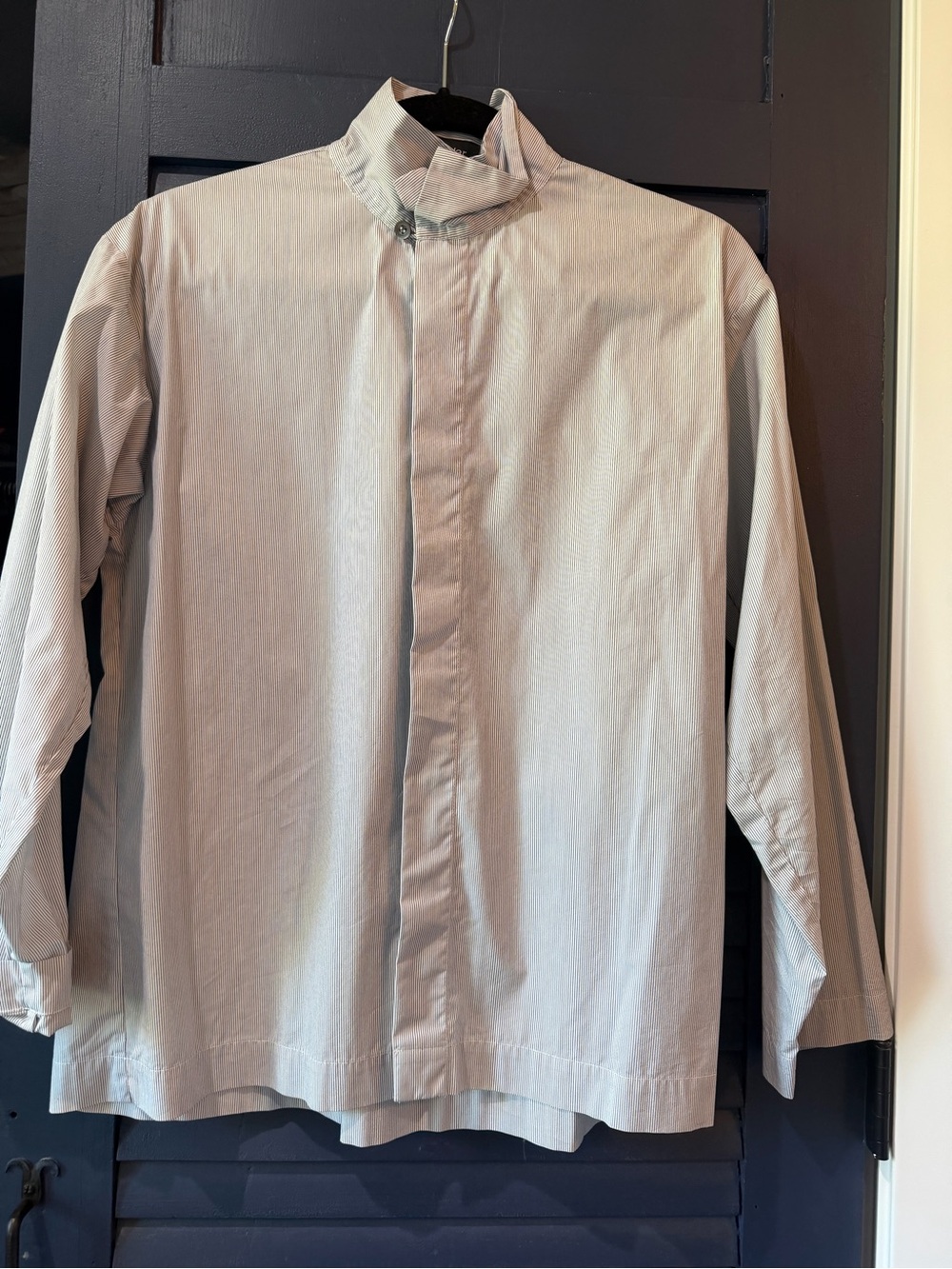 eskandar blue/white Button-Down High Collar Shirt